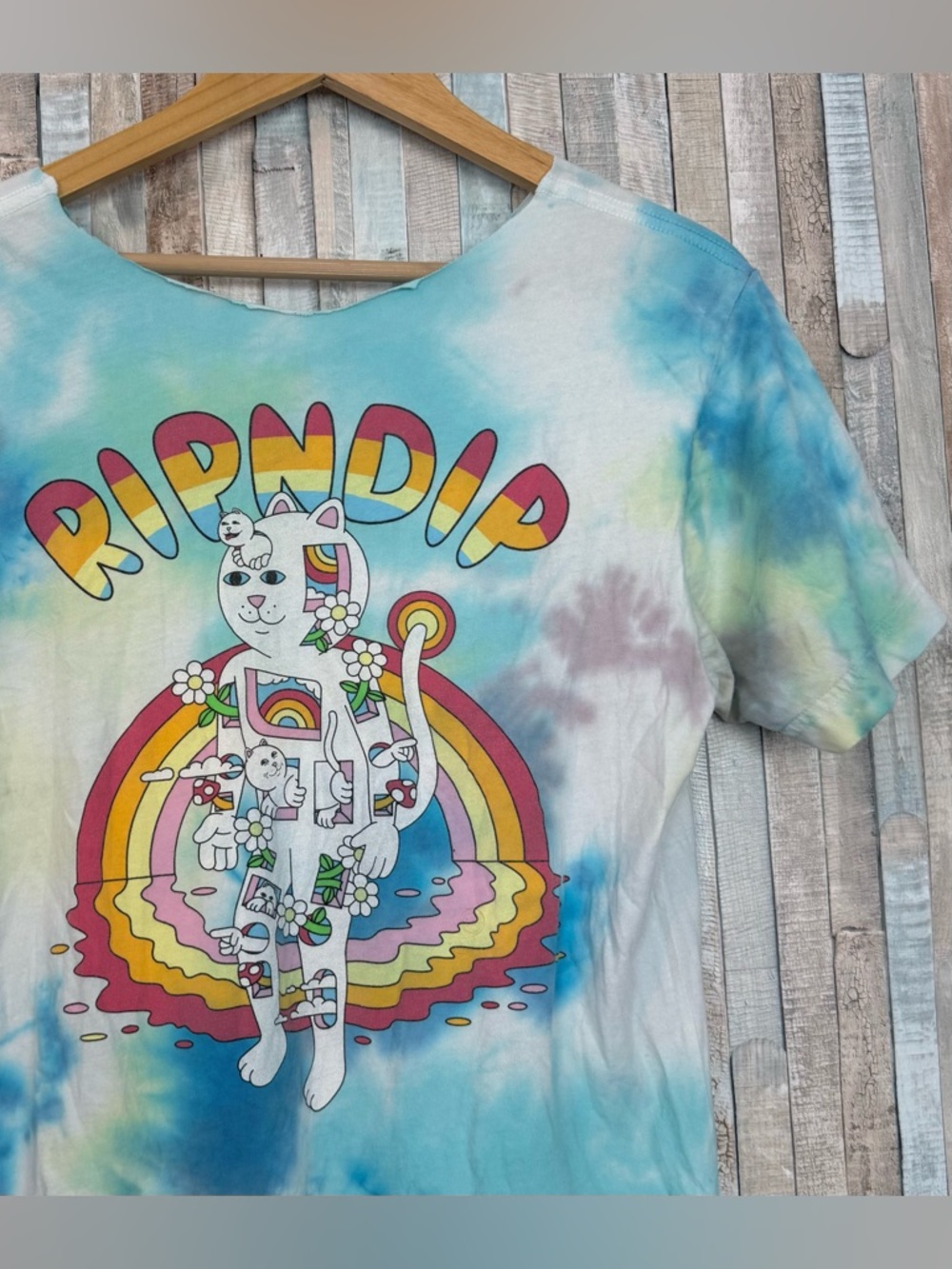 Ripndip S M Out Of The Box Graphic T-Shirt Blue Yellow Tie Dye Psychedelic Funky